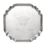 An Elizabeth II Silver Salver, by Barker Ellis Silver Co., Birmingham, 1972, shaped square and on