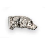 A Continental or American Silver Vesta-Case, Stamped Sterling, in the form of a setter's head, the