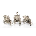 A Three-Piece Chinese-Export Silver Condiment-Set, by Hung Chong, Canton and Shanghai, Late 19th/