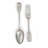 A Collection of George III and Later Silver Flatware, Various Maker's and Dates, Fiddle pattern,