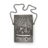 A Victorian Silver 'Castle-Top' Card-Case, by Nathaniel Mills, Birmingham, 1847, oblong and with