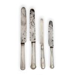 A Set of George IV Silver Knives, Maker's Mark JH, Circa 1820, each with gadrooned handle and with