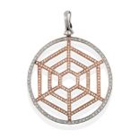 A Diamond Pendant, the openwork spider web motif formed of a central rose section to a white