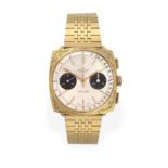A Gold Plated Cushion Shaped ''Panda'' Dial Chronograph Wristwatch, signed Breitling, Geneve, ref: