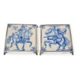 A Pair of George V Silver-Mounted Ceramic Trivets, by Charles Turman Burrows, Birmingham 1910,