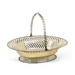 A George III Silver Basket, by William Plummer, London, 1771, oval and on spreading foot, with