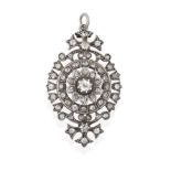 A Late 19th Century Diamond Cluster Pendant, of openwork oval design, an old cut diamond centrally