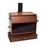 Richard Verascope Stereo Viewer wooden cabinet with brass fittigns and funnel to rear 10'', 26cm