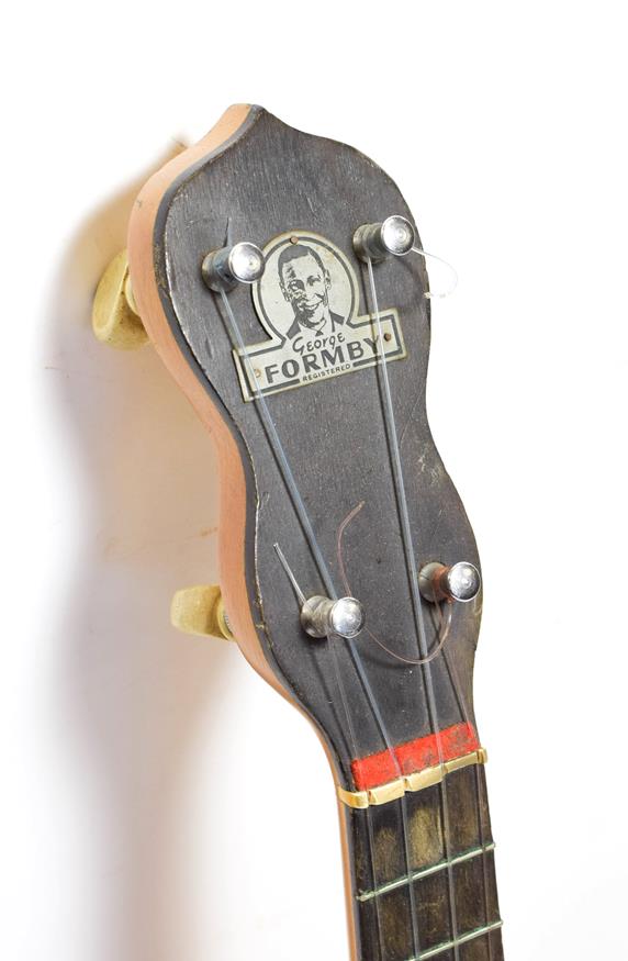 Ukelele Banjo 7 3/4'' head, 16 frets, with plaque on headstock 'George Formby Registered', reverse - Image 2 of 9