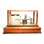 Rapport (London) Barograph in case with bevelled glass and single drawer