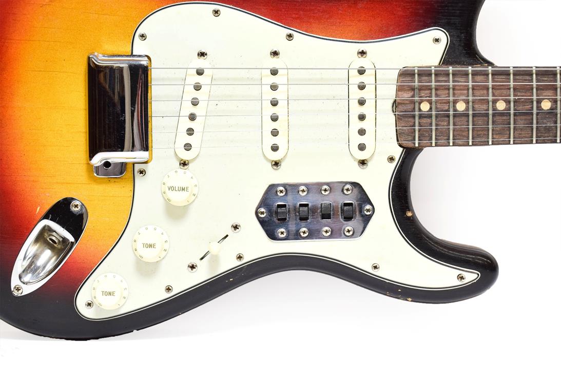 Fender Stratocaster Guitar (1963) serial no.L17506 on four screw plate, black sunburst finish with - Image 6 of 22