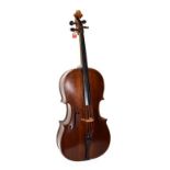 Cello 29 1/2'' two piece back, upper bout 13 1/2'', middle 9 1/2. lower 17'', depth 4 3/4''; no