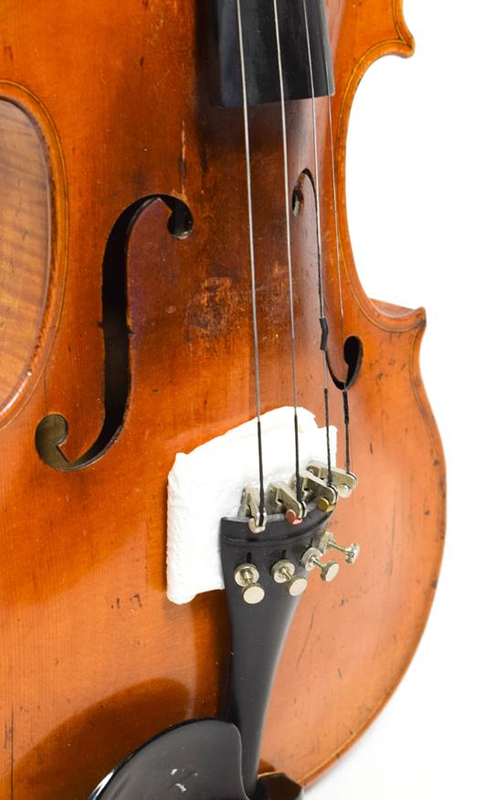 Violin 14 1/8'' two piece back, ebony fingerboard, labelled 'Nicolaus Amartus Cremonen Hieronymi - Image 3 of 6