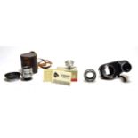 Leitz Wetzlar Super-Angulon f4 21mm Lens no.1646623 in leather case; together with Leitz prism