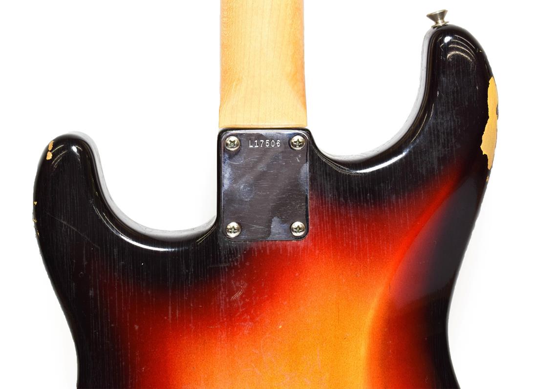 Fender Stratocaster Guitar (1963) serial no.L17506 on four screw plate, black sunburst finish with - Image 5 of 22