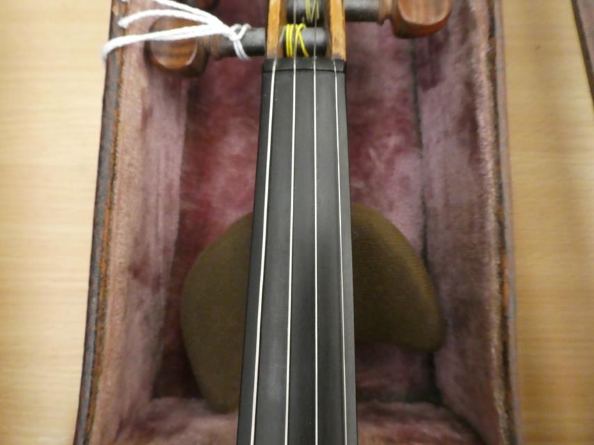 Violin 14 1/8'' two piece back, ebony fingerboard, labelled 'Nicolaus Amartus Cremonen Hieronymi - Image 5 of 6