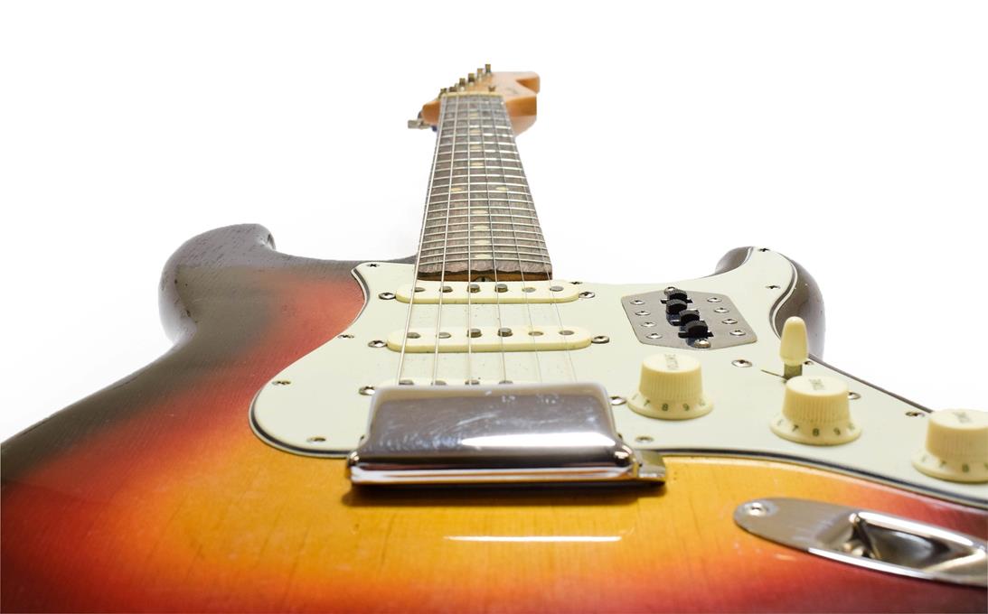 Fender Stratocaster Guitar (1963) serial no.L17506 on four screw plate, black sunburst finish with - Image 7 of 22