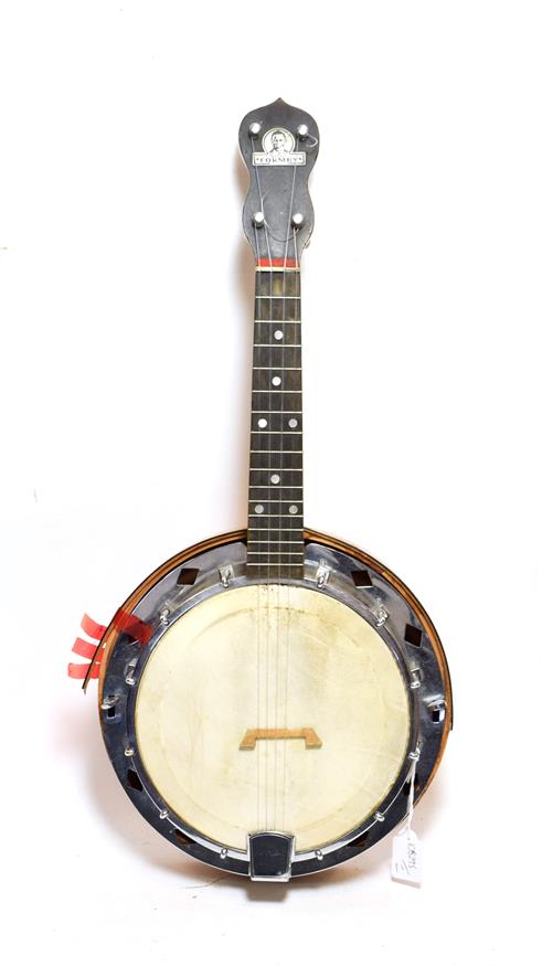 Ukelele Banjo 7 3/4'' head, 16 frets, with plaque on headstock 'George Formby Registered', reverse - Image 4 of 9