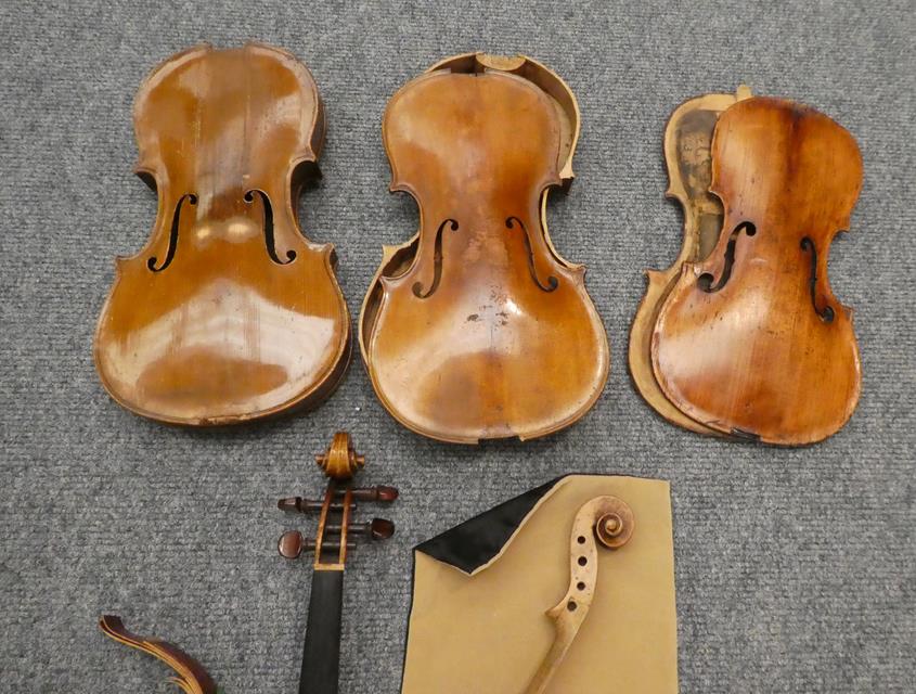 Three Violin Bodies in various states of dissassembly, with some accessories and a small quantity of - Image 4 of 50