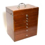 Dental Cabinet with six drawers and opening lid containing assorted instruments 13x15x9'',