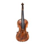 Violin 14 1/8'' two piece back, stamped in place of label 'Stainer', finish has been partially
