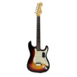 Fender Stratocaster Guitar (1963) serial no.L17506 on four screw plate, black sunburst finish with
