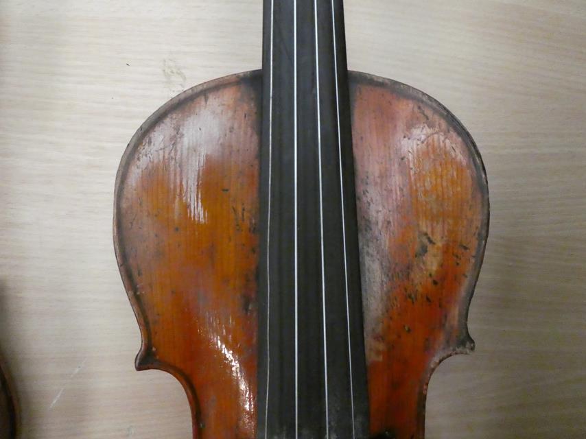 Violin 14'' two piece back, with illegible label - Image 4 of 5