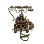 Ericsson 'Eiffel Tower' Desk Telephone, circa 1900, with cast iron shaped base, nickel-plated
