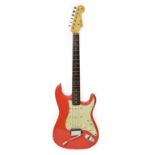 Fender Stratocaster Guitar (1962) serial no.87362, red body with cream scratchplate, three way