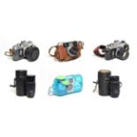 Various Cameras And Lenses including Canon TX with FD f1.8 50mm lens; Pentax Spotmatic F with