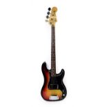 Fender Precision Bass Guitar (1976) serial no.7651457, black sunburst finish with black
