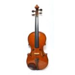 Violin 13 7/8'' two piece back by John Mather, labelled 'John Mather Harrogate 1989 no.17' cased