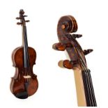 Violin 14'' two piece back, labelled 'Lorenzo Storioni Cremona 1781'Has had head/neck graft, some