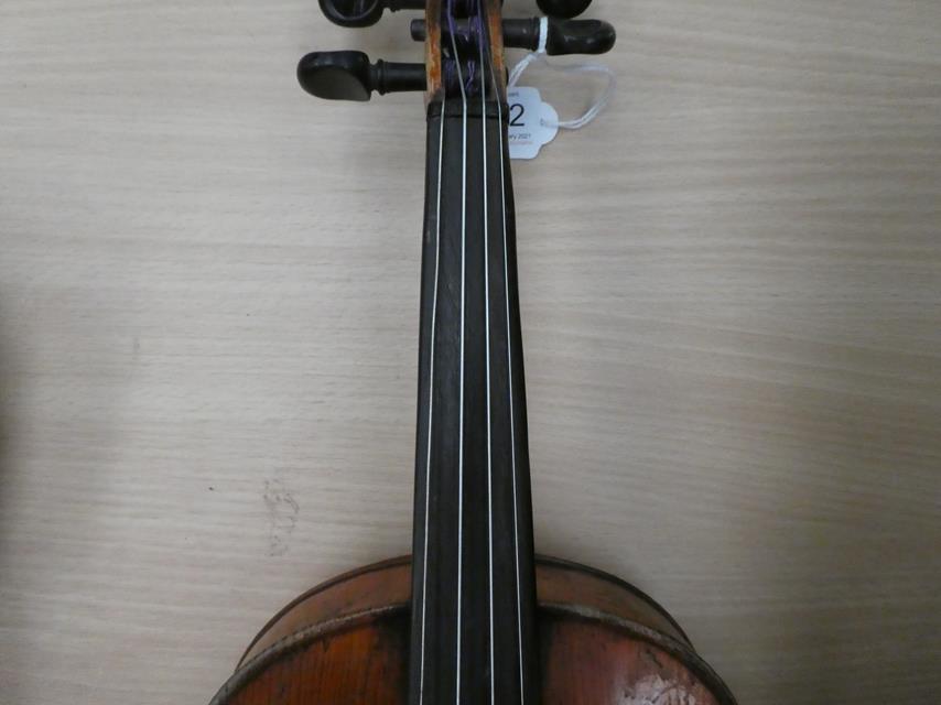 Violin 14'' two piece back, with illegible label - Image 3 of 5