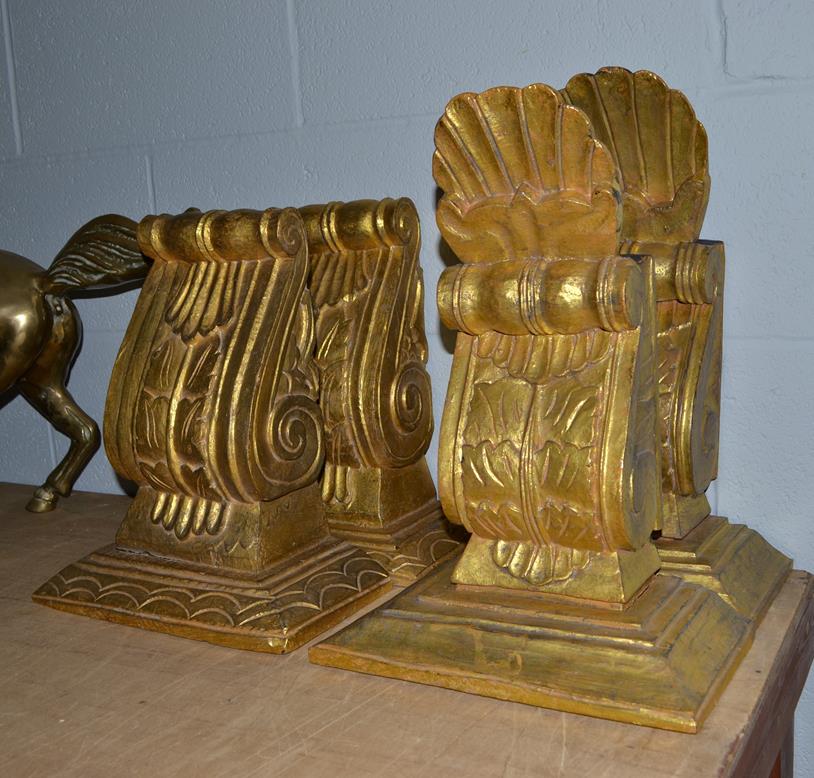 Three pairs of gilt wood corbels, largest pair 46cm - Image 3 of 3