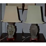 A pair of table lamps with Chinese bronze bases of archaic form (2)