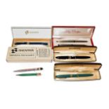 A Lady Sheaffer fountain pen and matching pencil (cased), two Sheaffer's Australian fountain pens,