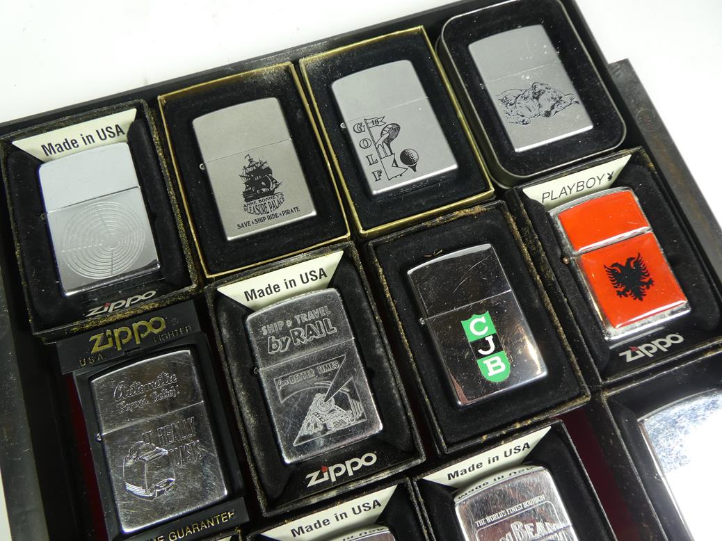 ~ A collection of Zippo lighters including advertising and brass examples (3 trays) - Image 5 of 7