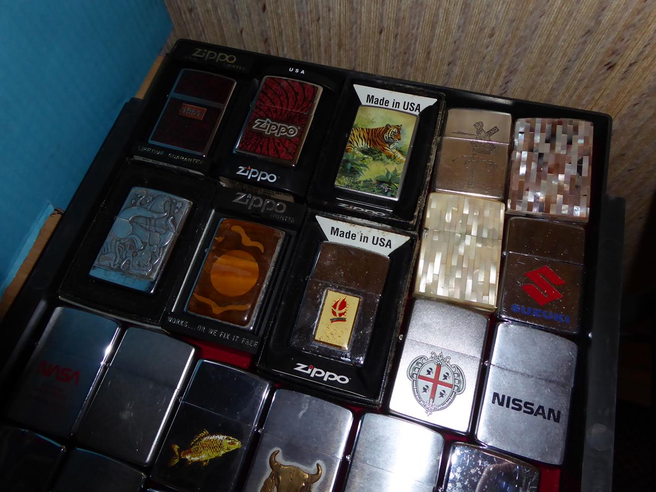 ~ A collection of Zippo lighters including advertising examples (3 trays) - Image 3 of 11