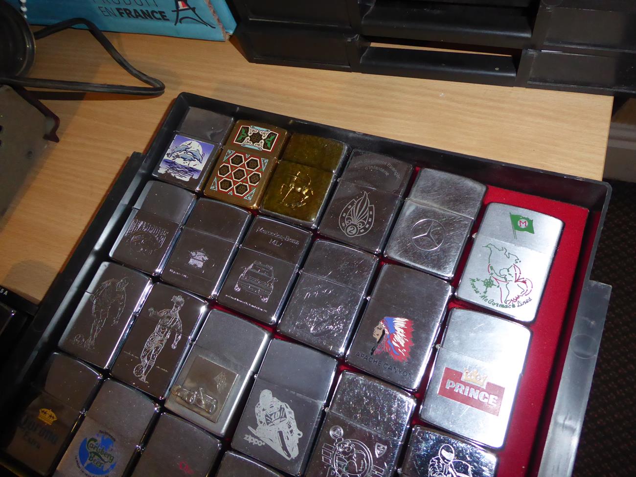 ~ A collection of Zippo lighters including advertising examples (3 trays) - Image 9 of 11