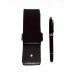 A Montblanc fountain pen, nib stamped 4810 14K in a Montblanc leather carrying case