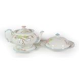 A royal Paragon China teapot and stand with mathing muffin dish commemorating the birth of