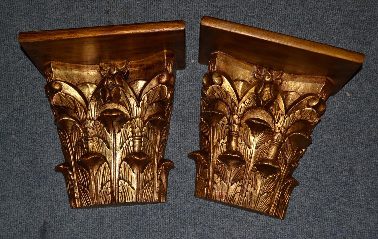 Three pairs of gilt wood corbels, largest pair 46cm - Image 2 of 3