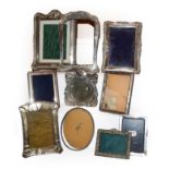 Seven assorted silver-mounted photograph frames, various shaped and sizes, some each backs