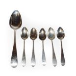 A collection of George III Scottish silver flatware, comprising: a set of four Pointed Old English
