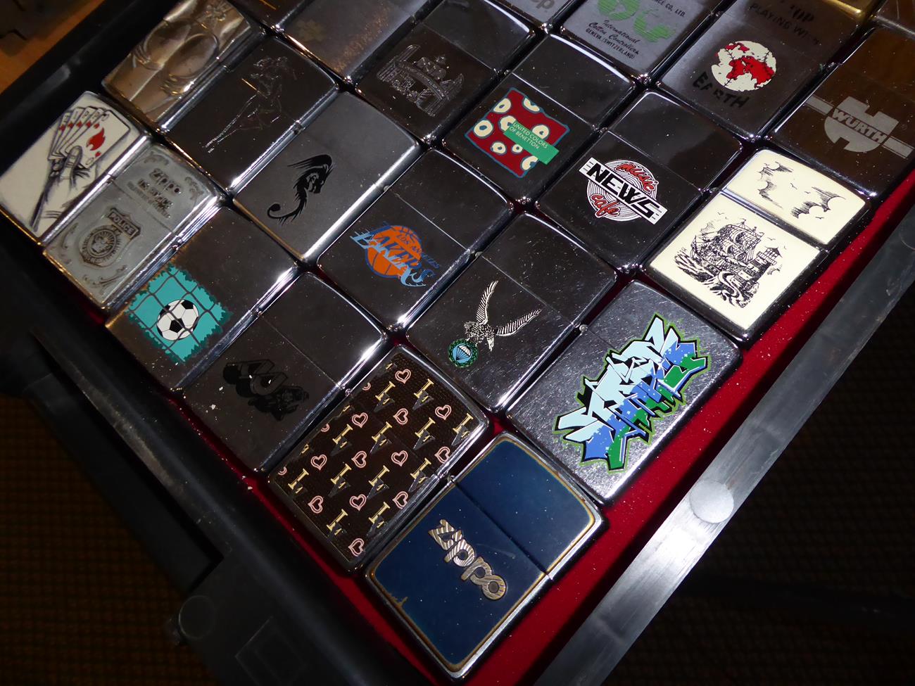 ~ A collection of Zippo lighters including advertising examples (3 trays) - Image 8 of 11