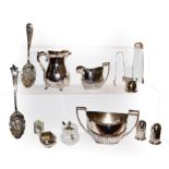 A collection of assorted silver and silver plate, the silver comprising: a cream-jug and sugar-bowl,