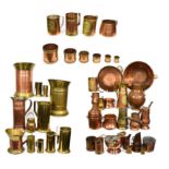 ~ Assorted metalwares, mainly copper including graduated measures and other vessels (two boxes)