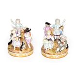 A late 19th century Meissen figure group emblematic of music, crossed swords mark, 18cm. Multiple