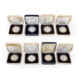 A collection of 8 x One Ounce Silver Proof Coins consisting of: Burmuda, 1981 silver proof one